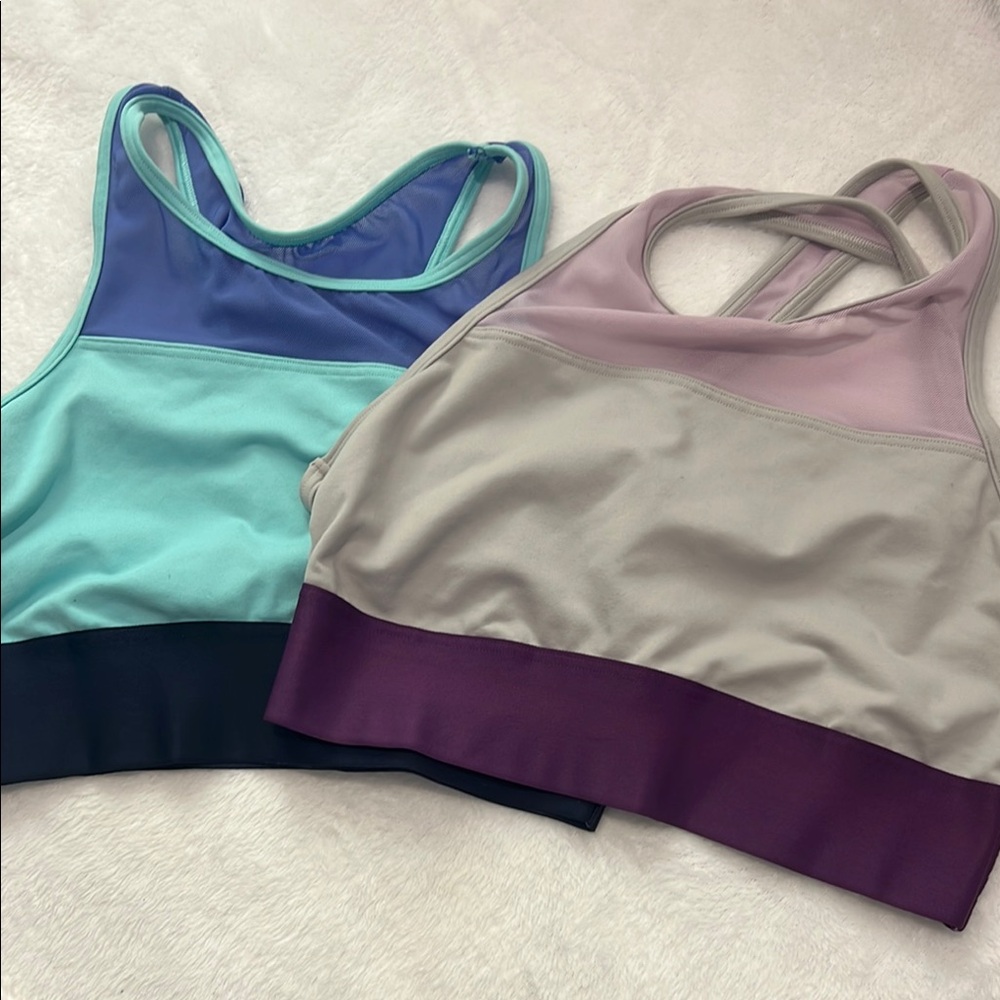 Aerie Blue and Purple Sports Bras Seamless Support